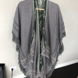 Anthropologie Embroidered Sweater Poncho